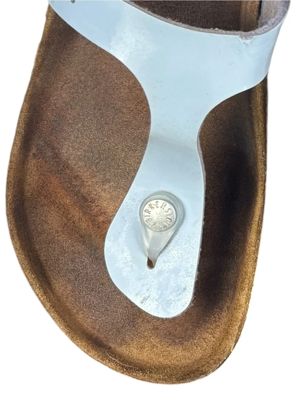 Birkenstock Gizeh Birko-Flor Patent Dove Blue Thong Sandals EU 39/ US 8-8.5